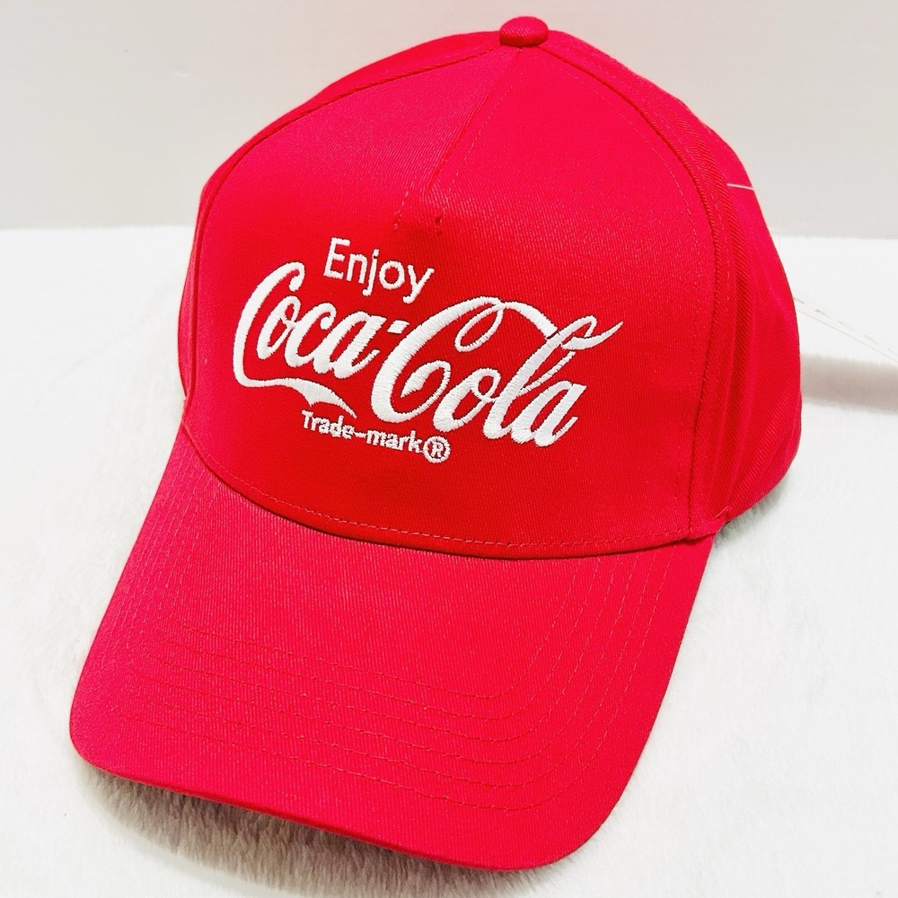 Coca Cola Logo Script A-Frame Hat Cap Adjustable Snapback Red Outdoors‎ Fashion